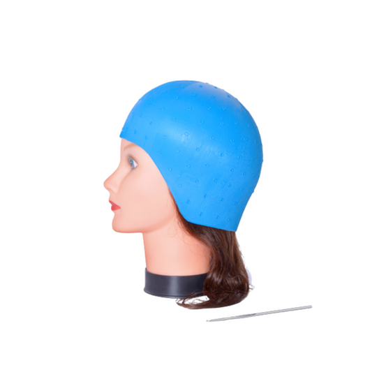 Bifull Gorro Mechas Azul con Aguja Metálica. Silicona